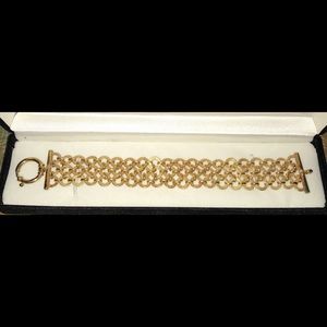 14k YG Multi Circle Link Bracelet 7”